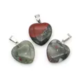 Pendaglio a cuore in pietra del sangue naturale con gancio per gioielli DIY - 16x18mm, 3g / Pendant Only (Without Chain) / Pietra del Sangue Africana