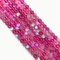 Matte rose red iridescent synthetic moonstone beads with aurora finish for DIY jewelry - 6mm / Iridescent Pink/Rose Red (No. 2)