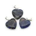 Pendaglio a cuore in cristallo di sodalite naturale con gancio argento per gioielli DIY - 16x18mm, 3g / Pendant Only (Without Chain) / Sodalite Blu