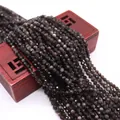 Cuentas de piedra semipreciosa facetada gris oscuro para creación de joyas y collares - Obsidiana Plateada