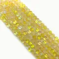 Strand of matte yellow synthetic moonstone round beads with cat-eye effect for DIY jewelry - 6mm / Yellow (No.3)