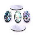 Set of 5 oval natural abalone and white mother of pearl shell cabochons for jewelry DIY - 003 Oval 15x20mm