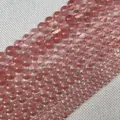 Polished 6-10mm pink natural stone round loose beads for DIY jewelry making - 4mm / Watermelon Quartz