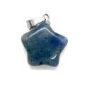 Star-shaped blue aventurine gemstone pendant with silver clasp and natural stone texture - Blue Aventurine (No. 2)