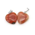 Ciondoli a cuore in agata rossa lucida con chiusure argentate e texture naturali - 16x18mm, 3g / Pendant Only (Without Chain) / Agata rossa