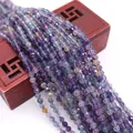 Tiras de cuentas de fluorita facetada en violeta y verde para crear joyas DIY - Fluorita Azul