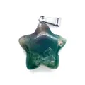 Star-shaped natural green moss agate pendant with silver metal bail for DIY jewelry - Moss Agate (No.4)