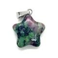 Star-shaped Ruby in Zoisite gemstone pendant with natural green and purple textures - Ruby Zoisite