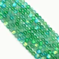Matte green synthetic moonstone glass beads with aurora AB finish for DIY jewelry - Green (No.5)