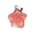 Pink strawberry quartz star pendant with silver bail for DIY jewelry crafting - Watermelon Quartz
