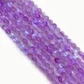 Matte purple aurora moonstone round beads with vibrant iridescent coating for DIY jewelry - Purple (No.6)