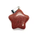 Star-shaped brown goldstone pendant with a sparkling finish and silver metal bail - Gold Sandstone