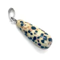 Pendentif goutte en pierre dalmatien avec fermoir en métal argenté pour bijoux DIY - Style Goutte d'Eau / Jaspe dalmatien