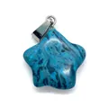 Star-shaped turquoise stone pendant with silver clasp and natural blue marbled texture - Blue Textured Stone (No.8)
