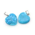 Ciondoli a cuore in pietra naturale turchese con gancio in argento per gioielli DIY - 16x18mm, 3g / Pendant Only (Without Chain) / Agata Crazy Blu