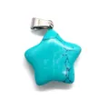 Star-shaped turquoise stone pendant with silver metal bail and natural black matrix texture - Blue Turquoise