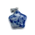 Star-shaped blue and white sodalite gemstone pendant with silver metal bail - Blue Spot Stone