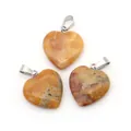 Ciondoli a cuore in agata naturale con ganci argentati in arancione e rosso striato - 16x18mm, 3g / Pendant Only (Without Chain) / Agata Pazza
