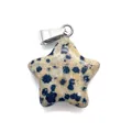 Star-shaped dalmatian jasper stone pendant with a polished silver metal bail - Dalmatian Jasper