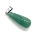Polierter grüner Aventurin-Tropfenanhänger mit Silberöse für DIY-Halsketten - Wassertropfen-Stil / Grüner Aventurin