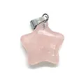 Star-shaped light pink natural quartz pendant with silver bail for DIY jewelry - Rose Quartz
