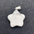 Five-pointed star pendant in white turquoise stone with natural grey marble texture - Howlite