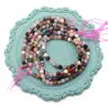 Tira de cuentas de piedra natural facetada con mezcla de gemas para hacer joyería DIY - Multicolor