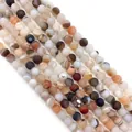 Perles en agate naturelle mate aux tons terreux pour la création de bijoux DIY - 6mm / Brun Rougeâtre Rayé (No.1)
