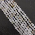 Perle di Agata Indiana bianco latte traslucido con trame naturali macchiate marroni - 6mm / Agata con Motivo Bianco