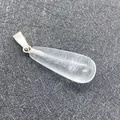 S925 Silber und transparenter rutilierter Quarz-Anhänger in Tropfenform mit Einschlüssen - Wassertropfen-Stil / Transparenter Kristall