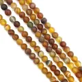 Perles en agate naturelle mate aux tons chauds avec une forme ronde et des textures - Orange Chaud Rayé (No.5)