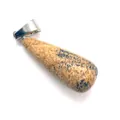 Wassertropfen-Anhänger aus Naturstein mit polierter Öse aus silberfarbenem Metall - Wassertropfen-Stil / Jaspis