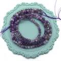 Sarta de cuentas redondas facetadas de amatista púrpura de 3-4mm para bisutería - Amatista AB