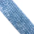 Perles rondes en aigue-marine bleu clair translucide pour création de bijoux DIY - Aigue-Marine