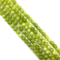 Rangs de perles rondes en pierre vert émeraude pour la création de bijoux DIY - Péridot