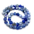Round blue and white patterned natural agate beads for DIY jewelry making and bracelets - 6mm / Sky Blue White Cloud Marble (No.4)