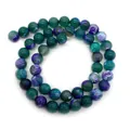 Polished round natural green and purple dragon vein agate beads for DIY jewelry - 10mm / Green Purple Patchwork (No.5)