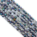 Iridescent plated beads and gray dragon vein agate stones for DIY jewelry making - 6mm / Colorful Aurora (No. 1)