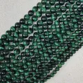 Perle rotonde in occhio di tigre verde lucido per la creazione di gioielli fatti a mano - 4mm / Occhio di Tigre Verde
