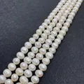 Strands of 4-12mm near-round white freshwater pearls with purple luster for DIY jewelry - Medium Small / White
