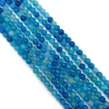 Perline rotonde in agata venata di drago blu con trama craquelé per gioielli fai-da-te - N. 5 (Blu / Crepato)