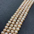 Lustrous near-round natural freshwater pink pearl strands for DIY jewelry making - Medium Small / Pink