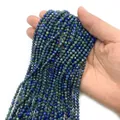 Cuentas de piedra natural facetada 4mm azul verde para creación de joyas DIY y artesanía - Lapislázuli fénix