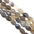 Gefacetteerde ovale grijze agaat kralen met natuurlijke textuur voor DIY sieraden - Ovale slijpvorm / Grijze Agaat