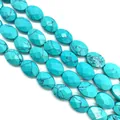 Gefacetteerde ovale turquoise kralen met zwarte aders voor DIY sieraden maken - Ovale slijpvorm / Blauw Turkoois