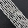 Strands of natural white quartz beads with black tourmaline rutilated inclusions DIY jewelry - Black Rutilated Quartz / 6mm