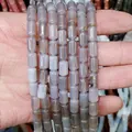 Natural lavender chalcedony cylinder beads 6x10mm for DIY jewelry making - 6x10mm / Grey Agate