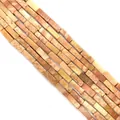 Rectangle 4x13mm jasper stone beads in warm peach and cream tones for DIY jewelry - 4x13mm / Pink Brown Spotted Stone (No. 23)