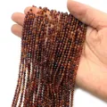 Cuentas de granate natural facetadas en marrón rojizo para joyería DIY - Granate Naranja
