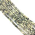Polished rectangular Dalmatian Jasper beads for DIY jewelry making in beige and black - 4x13mm / Dalmatian Jasper